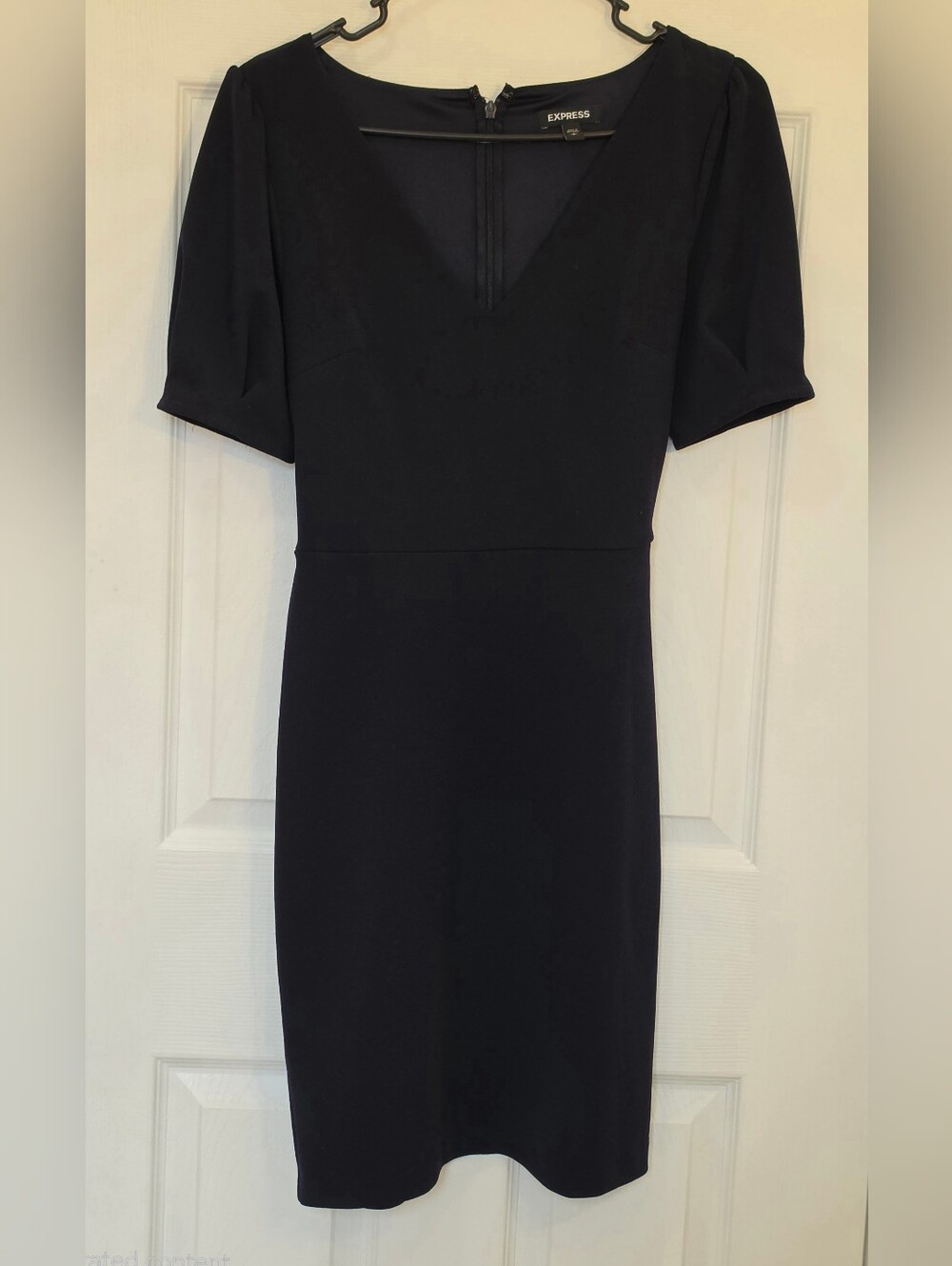 Express Black V-Neck Midi Sheath Dress